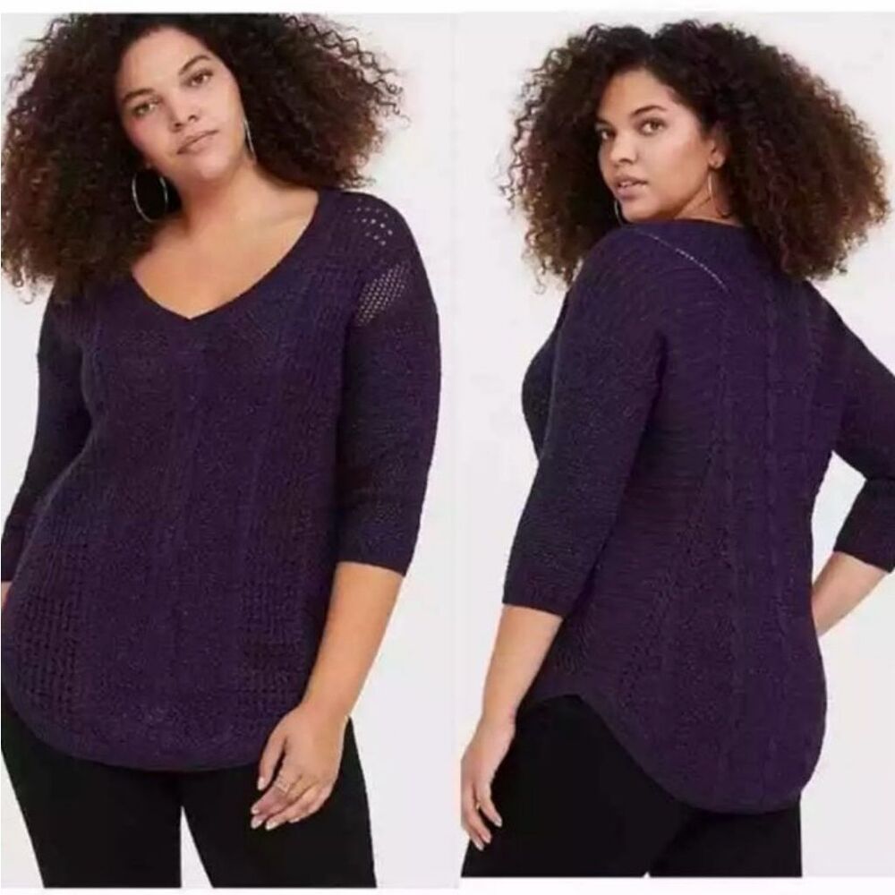 Women's Purple V-Neck Sweater